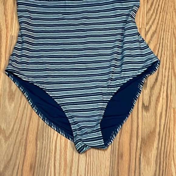 Navy Striped One Piece Swimsuit, XS S - Picture 3 of 9